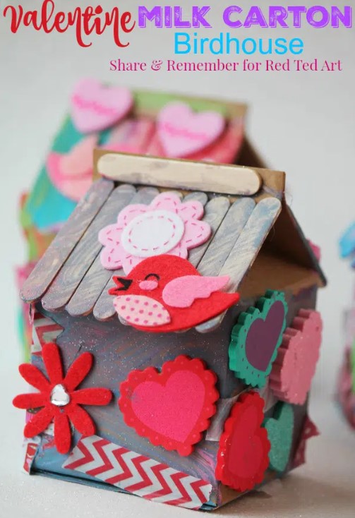 Birdhouse (Valentine) - Milk Carton