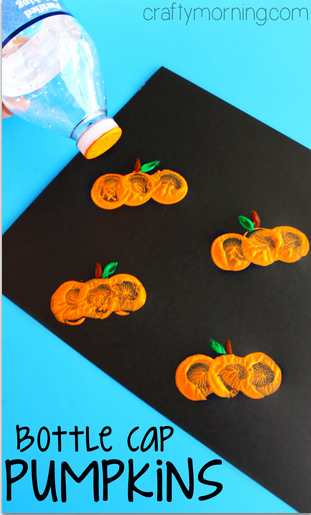 Pumpkin Stamping Craft - Bottle Cap